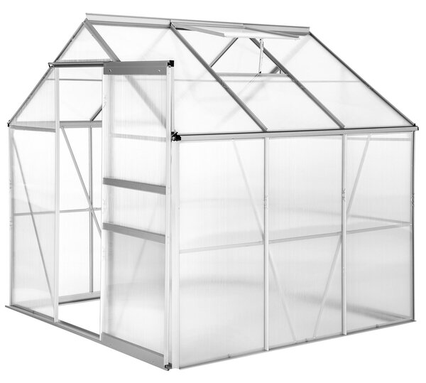 Tectake Skleník z hliníku, odolný vůči UV záření, 185x190x195cm - průhledná