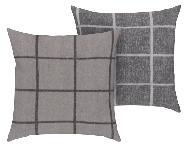 Livarno home Fleecový potah na polštář, 60 x 50 cm, 2 kusy (Kostkovaná šedá) (100380672004)