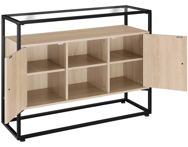 Tectake Komoda Oldham 100x38x80,5cm - Industrial světlé dřevo, dub Sonoma