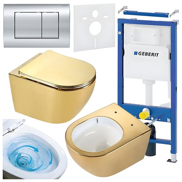 BPS-koupelny Podomítkový modul Geberit DuoFix s WC mísou MU-GL-WH-TR-03 + ovládací tlačítko Delta 30 chrom