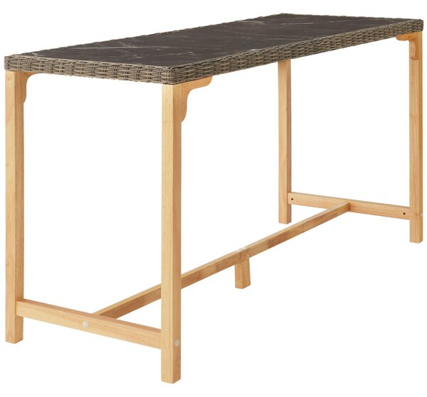 Tectake Ratanový barový stůl Lovas 161x64,5x99,5 cm - přírodní