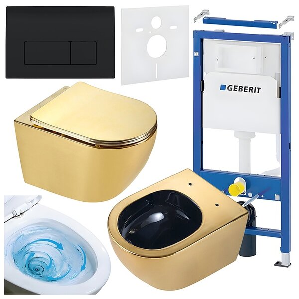 BPS-koupelny Podomítkový modul Geberit DuoFix s WC mísou MU-GL-BL-TR-03 + ovládací tlačítko Delta 50 černá lesk