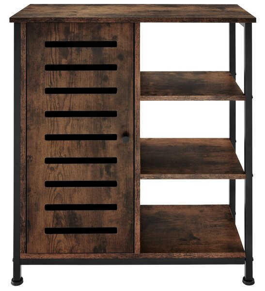 Tectake Komoda 71x32x82cm - Industriální dřevo tmavé, rustikální, Pant dveří vlevo