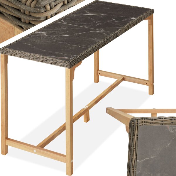 Tectake Ratanový barový stůl Lovas 161x64,5x99,5 cm - přírodní