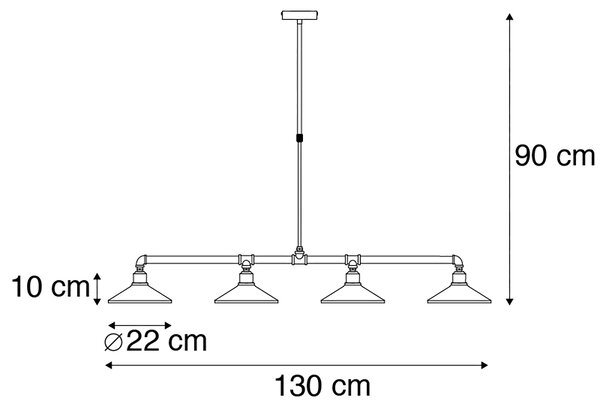 Chytré závěsné svítidlo černé 4-světlo vč. Wifi ST64 - Laser