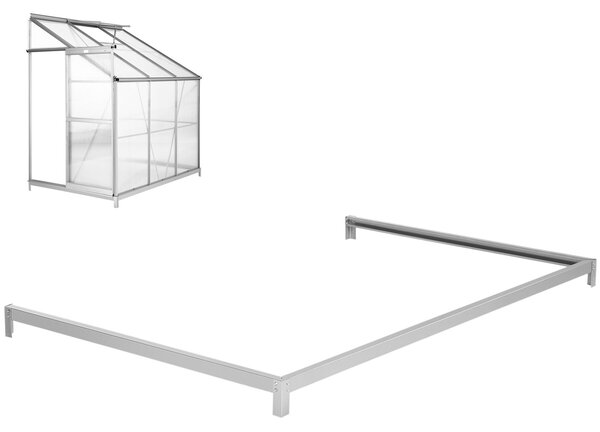 Tectake Skleník 192x128x202cm Polykarbonátová přístavba ke zdi + základna - průhledná