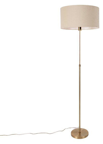 Stojací lampa nastavitelná bronzová se světle hnědým stínítkem 50 cm - Parte