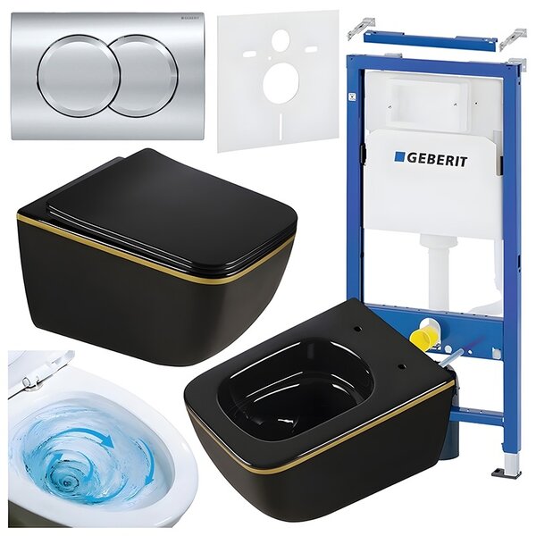 BPS-koupelny Podomítkový modul Geberit DuoFix s WC mísou YU-BL-GL-TR-03 + ovládací tlačítko Delta 01 chrom