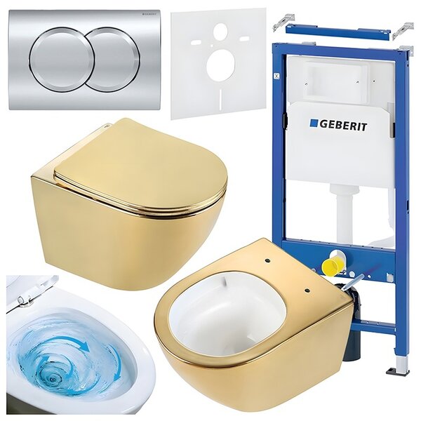BPS-koupelny Podomítkový modul Geberit DuoFix s WC mísou FW-GL-WH-TR-03 + ovládací tlačítko Delta 01 chrom