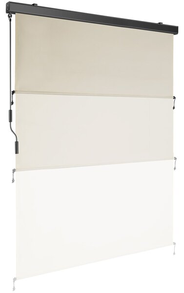 Tectake Svislá markýza Eloise se 2 nástěnnými držáky - 140 x 250 cm, béžová