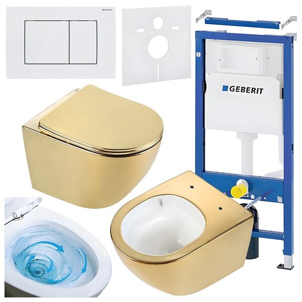 BPS-koupelny Podomítkový modul Geberit DuoFix s WC mísou FW-GL-WH-TR-03 + ovládací tlačítko Delta 30 bílá