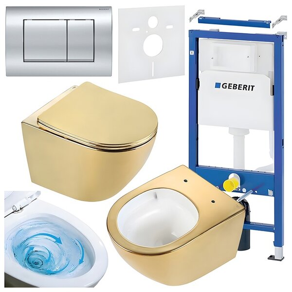 BPS-koupelny Podomítkový modul Geberit DuoFix s WC mísou FW-GL-WH-TR-03 + ovládací tlačítko Delta 30 chrom