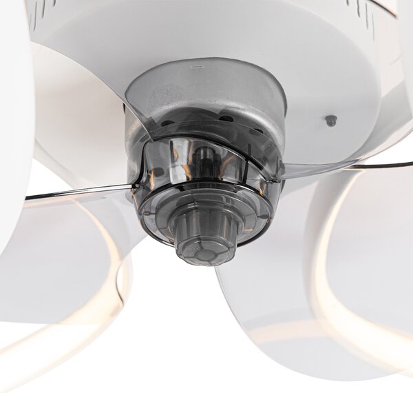 Stropní ventilátor bílý 55 cm vč. LED stmívatelný s dálkovým ovládáním - Mandy