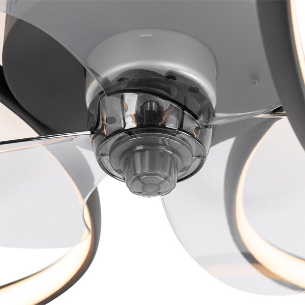 Stropní ventilátor černý 55 cm vč. LED stmívatelný s dálkovým ovládáním - Mandy