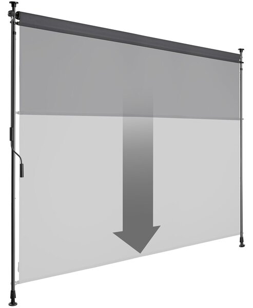 Tectake Markýza Taija s ruční klikou - 200 x 310 cm, tmavě šedá