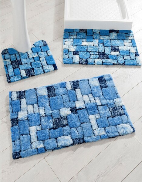 Blancheporte Hebká koupelnová předložka Mosaika modrá 50x80cm