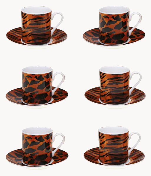 Sada porcelánových šálků na espresso's podšálky Safari, 6 dílů