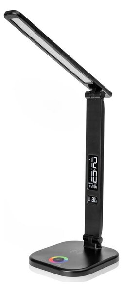 LED RGBW Stm. lampa s bezdr. nab., displejem, USB portem 6W/5V 3000-6500K černá