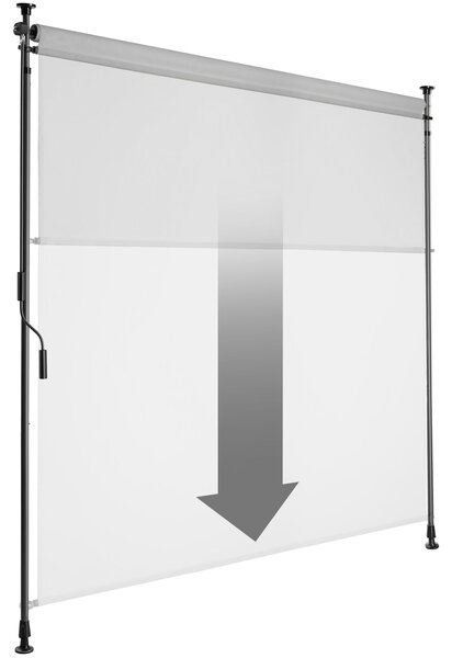 Tectake Markýza Taija s ruční klikou - 150 x 310 cm, světle šedá