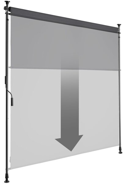 Tectake Markýza Taija s ruční klikou - 150 x 310 cm, tmavě šedá