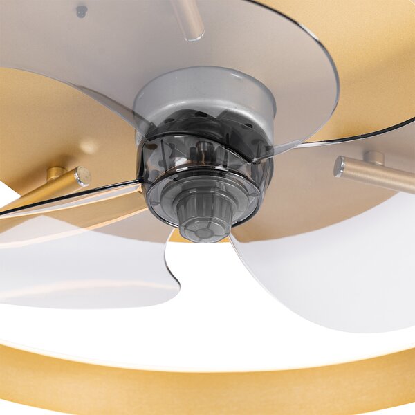 Stropní ventilátor mosazný 50 cm vč. LED stmívatelný s dálkovým ovládáním - Maddy