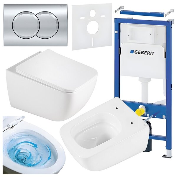 BPS-koupelny Podomítkový modul Geberit DuoFix s WC mísou YU-WH-TR-03 + ovládací tlačítko Delta 01 chrom