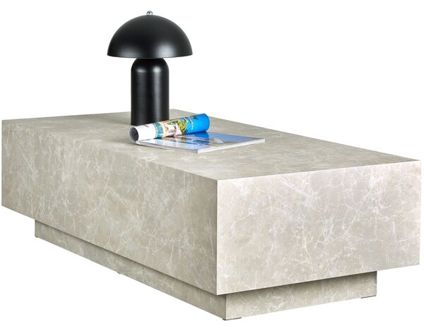 Tectake Konferenční stolek Lasley s podstavcem, nosnost 45 kg - Vzhled travertinu, 120 x 60 x 35 cm