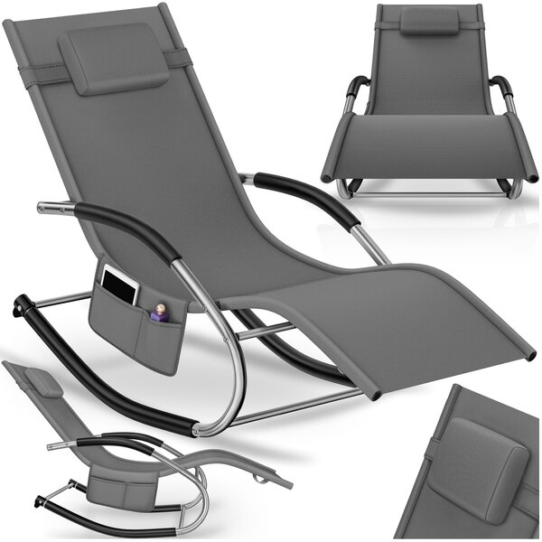 Tectake Zahradní lehátko Taya, ergonomické, houpací funkce - šedá, za kus