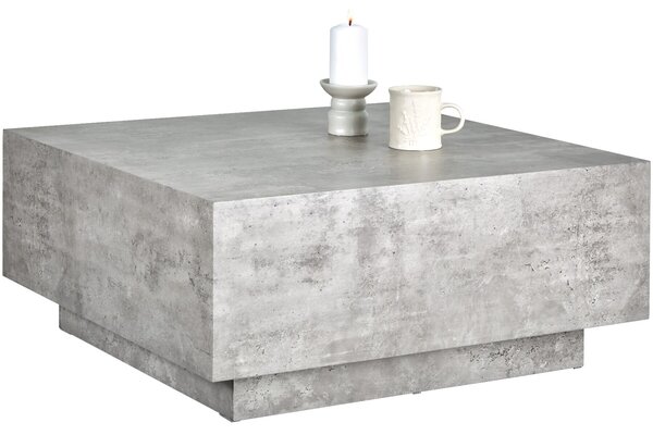 Tectake Konferenční stolek Lasley s podstavcem, nosnost 45 kg - Vzhled betonu, 80 x 80 x 35 cm