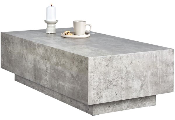 Tectake Konferenční stolek Lasley s podstavcem, nosnost 45 kg - Vzhled betonu, 120 x 60 x 35 cm