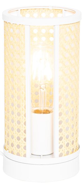 Orientální stolní lampa bílá s ratanem 12 cm - Akira