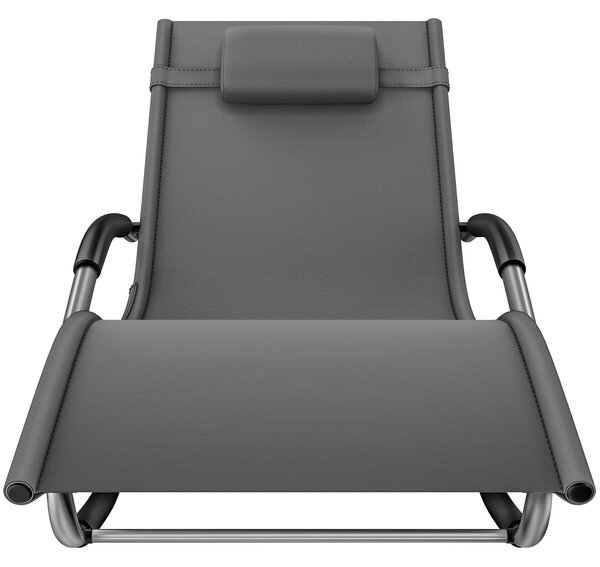 Tectake Zahradní lehátko Taya, ergonomické, houpací funkce - šedá, Sada 2 kusů