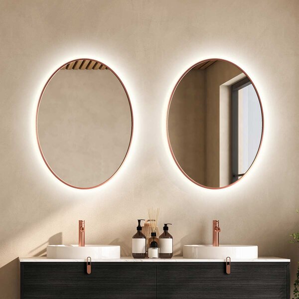GieraDesign Zrcadlo Scandi Slim Owal Copper LED Rozměr: 40 x 60 cm