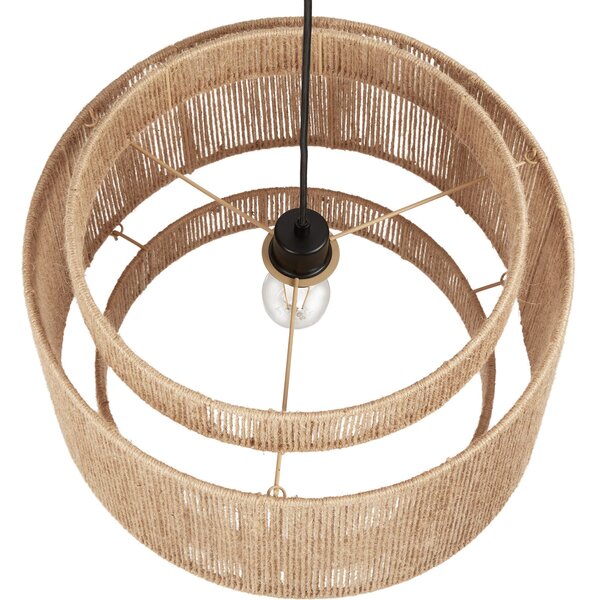 Tectake Závěsné svítidlo Lignea Lux z juty v boho stylu, 40W - přírodní