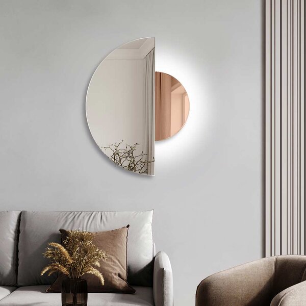 GieraDesign Zrcadlo Luna LED Rose Gold Rozměr: 90x67,5 cm