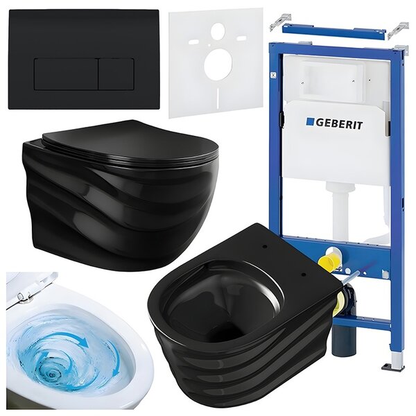 BPS-koupelny Podomítkový modul Geberit DuoFix s WC mísou SL-BL-RIM-03 + ovládací tlačítko Delta 50 černá lesk