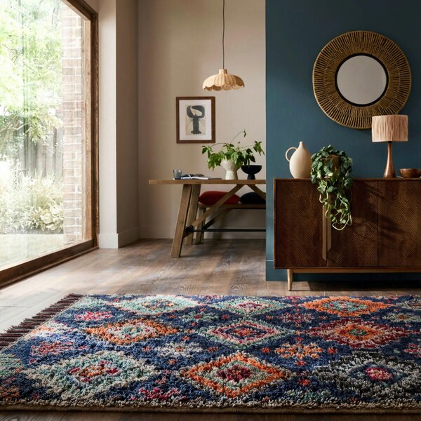 KOBEREC S VYSOKÝM VLASEM, 133/190 cm tmavě modrá Flair Rugs - Online Only koberce & rohožky, Online Only