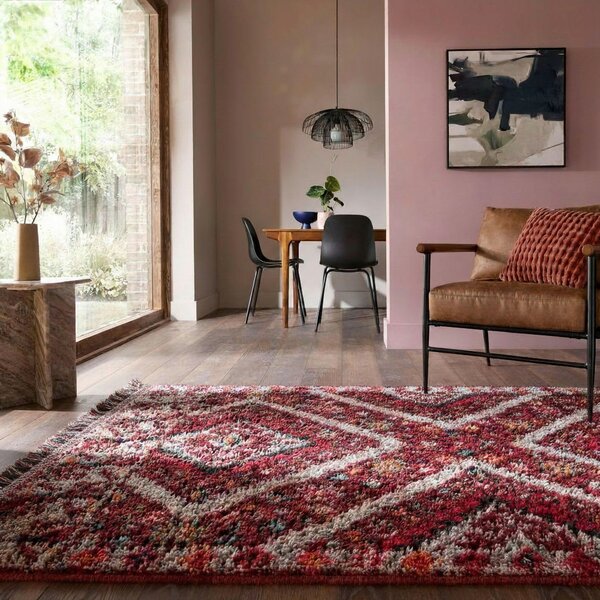KOBEREC S VYSOKÝM VLASEM, 133/190 cm červená Flair Rugs - Online Only koberce & rohožky, Online Only
