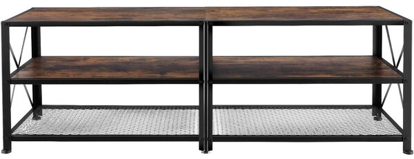 Tectake Televizní stolek - 161 cm, Industriální dřevo tmavé, rustikální