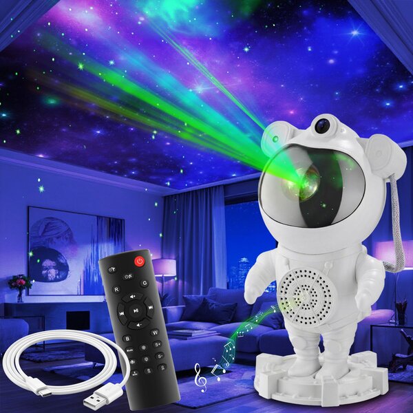 Tectake LED projektor hvězdné oblohy Astronaut, vč. Bluetooth - bílá
