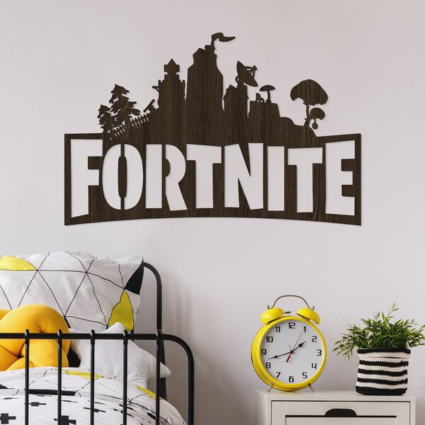 DUBLEZ | Dřevěné logo na zeď - Fortnite | Obraz