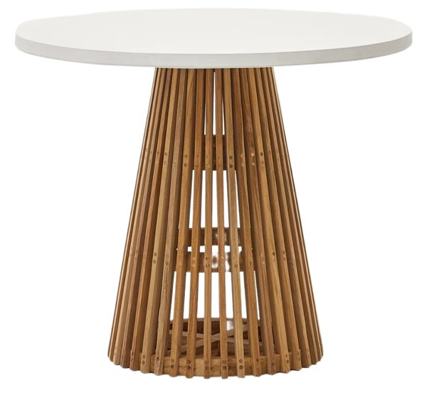 Teakový zahradní stůl s bílou deskou Kave Home Alcaufar 90 cm