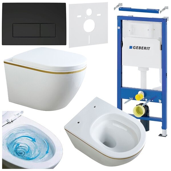 BPS-koupelny Podomítkový modul Geberit DuoFix s WC mísou MU-WH-GL-TR-02 + ovládací tlačítko Delta 50 černá mat
