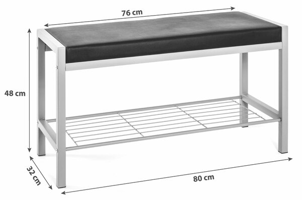 BOTNÍK S LAVICÍ, černá, barvy hliníku, 80/48/32 cm Carryhome