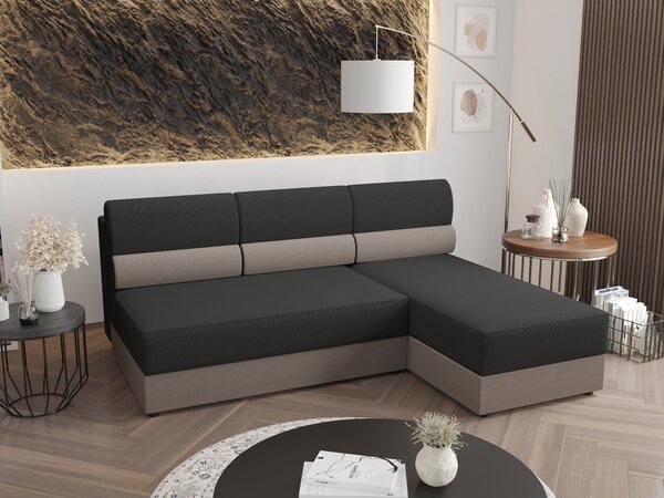 Rohová sedací souprava Radiant L1 (černá + oranžová). Vlastní profesionální přeprava až k Vám domů 1057432