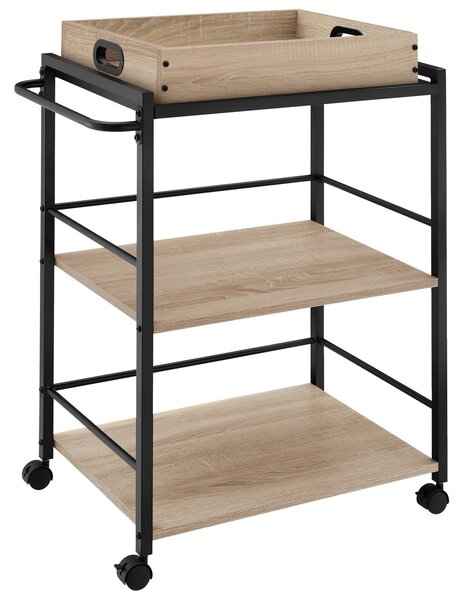Tectake Servírovací vozík Worcester 65x41,5x87cm - Industrial světlé dřevo, dub Sonoma