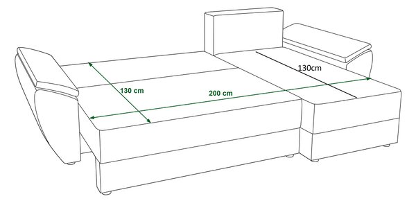 Rohová sedací souprava Radiant L2 (tmavě šedá + tyrkysová) (P)