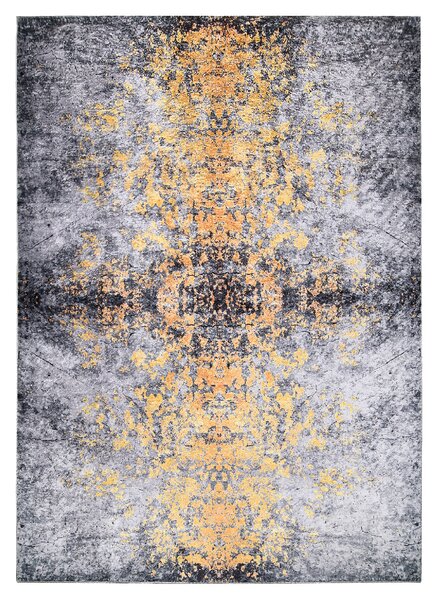 Makro Abra Kusový koberec pratelný VICTORIA 21061 pogumovaný šedý žlutý Rozměr: 140x200 cm