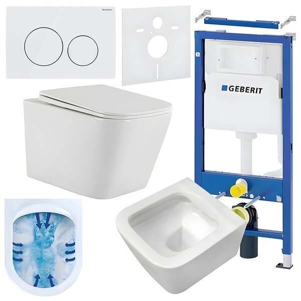 BPS-koupelny Podomítkový modul Geberit DuoFix s WC mísou AQ-WH-03 + ovládací tlačítko Delta 20 bílá
