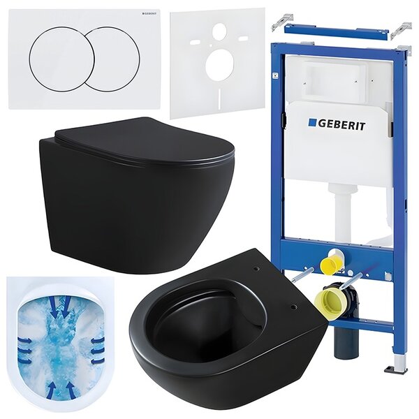 BPS-koupelny Podomítkový modul Geberit DuoFix s WC mísou MU-MTB-RIM-03 + ovládací tlačítko Delta 01 bílá